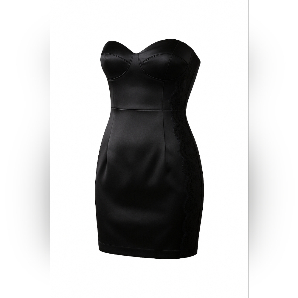 Guess satin strapless dress.